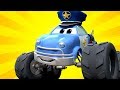 Monster trucks for children  the monster truck police car smells something yummy  monster town