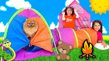 SARAH E ELOAH brincam e se divertem com CABANAS COLORIDAS