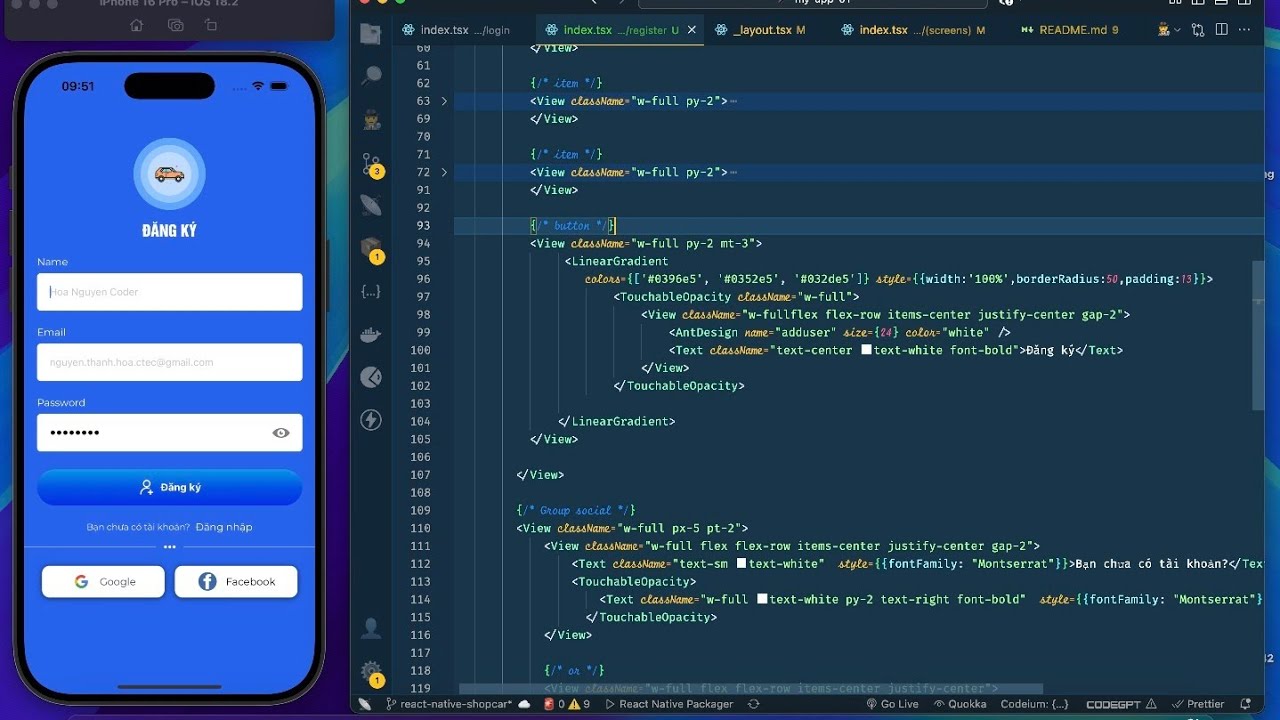 [19] - 🔥 Building a Register UI for a React Native Expo App 🔥 - YouTube
