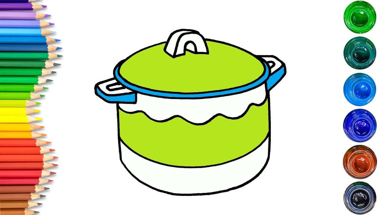 Easy Cooking Pot Drawing for Kids | Step by Step Drawing Tutorial - YouTube