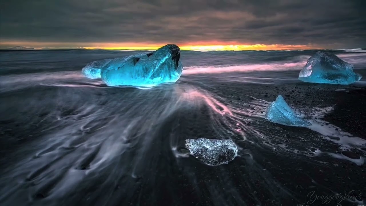 Iceland's Blue Diamonds Glitter at Sunrise