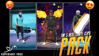 Top 5 Best Emote Clips Pack 😍 || 4k Quality Emote Pack Free Fire || Free Fire Emote Pack