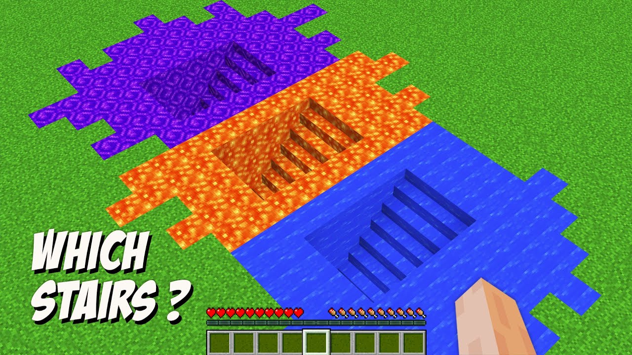 WHICH STAIRS IS BETTER in Minecraft? WATER vs LAVA vs PORTAL STAIRCASE ...