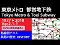 【曲は遊佐未森さん】東京の地下鉄路線網 拡大の記録 (Ver2.1.1)