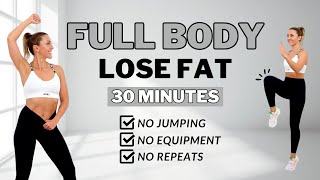 🔥30 Min Full Body Fat Burn Hiit (No Jumping)🔥Ab, Core, Arm, Back, Leg, Thigh & Cardio🔥All Standing🔥