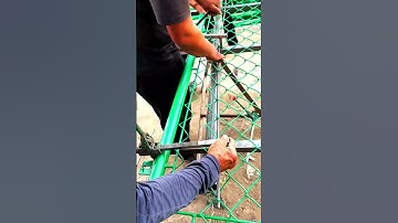 Grass green chain link fence assembly process #goodtools #smartwork
