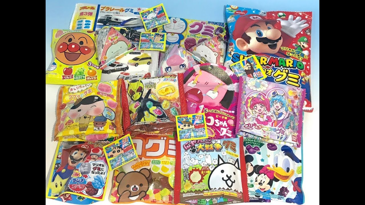 A huge collection of character gummies!! Mario, Anpanman, Sumikko