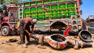 Heavy Truck Axle Tube 😱 Emergency Repair | Straightened & Rebuilt with Old + New Parts