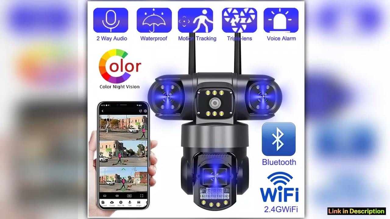 WiFi Security Camera Bluetooth Wireless CCTV Cameras 15MP HD Night Vision Outdoor Waterproof 2 Way