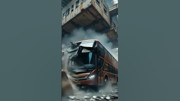 Iron Container Damaged Luxurious Bus With Power #crashdrive#automobile#auto#ai#crash#reels#car