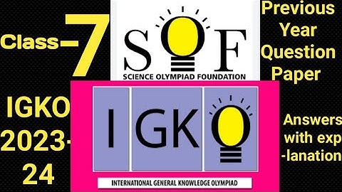 IGKO CLASS 7 | IGKO SAMPLE PAPER CLASS 7 | PREVIOUS YEAR IGKO CLASS-VII #sof #olympiads #igko #imo