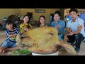 Cook 20Kg cow's head for special soup and eating with my villagers