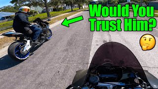 Letting A Subscriber Ride My Yamaha R1M...| Panigale V4 Sp2
