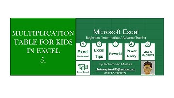 Multiplication tables for kids in Excel