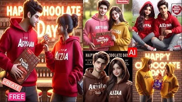 Create Ai 3D Happy Chocolate Day couples name images | Bing image creator tutorial | Bing Ai free