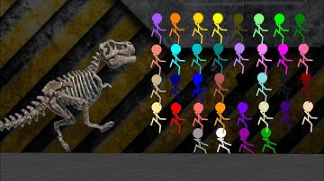 Escape Zombie Dinosaur #2  Survival Stickman Race in Algodoo