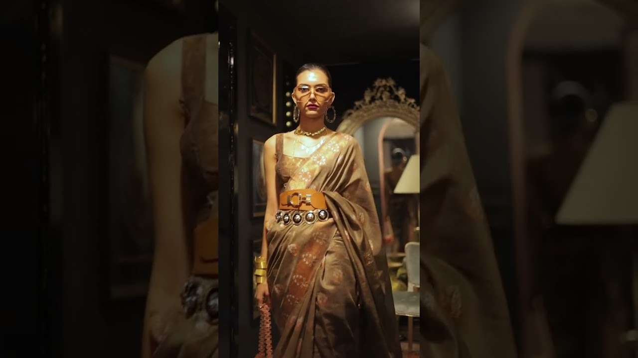 Zari Linen Aqua Blue Contemporary Saree