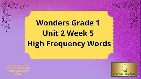 Wonders First Grade High Frequency Words  Unit 2 Week 5