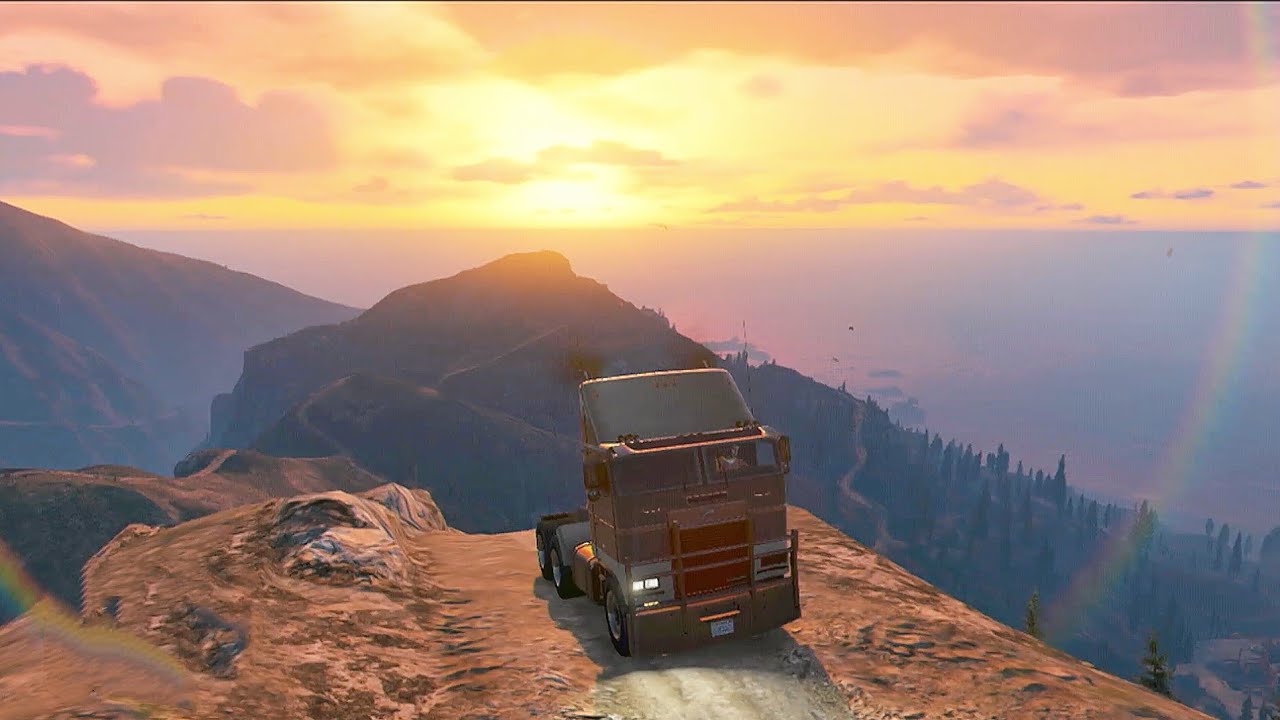 GTA 5 Tentando Subir o Monte chiliad Com um Caminhão