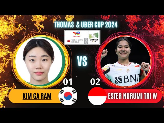 “EPIC SHOWDOWN : ESTER NURUMI TRI WARDOYO (INA) vs KIM GA RAM (KOR) | SF UBER CUP 2024” class=
