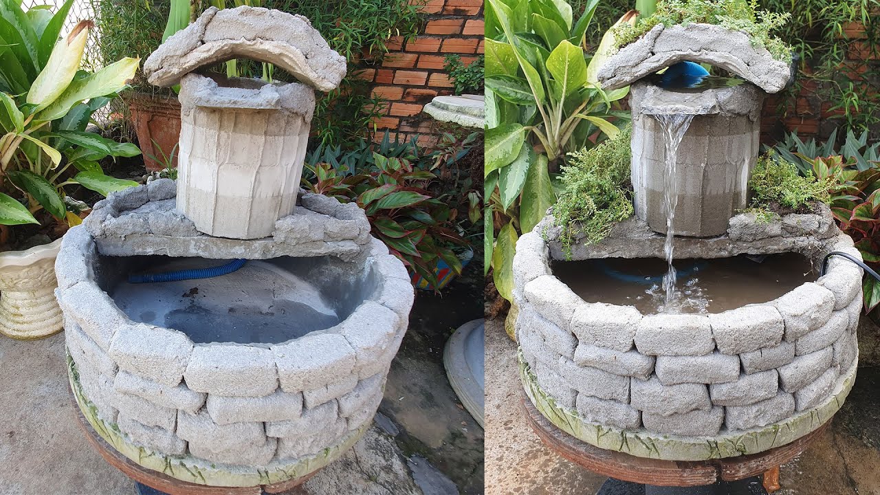 How To Make Cement Fish Tank With Brick Style Have A Fountain WaterFall