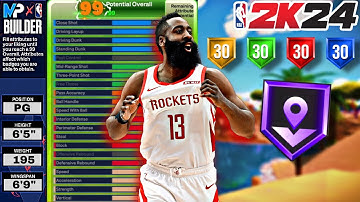 NBA 2K24 PRIME JAMES HARDEN BUILD ( SHOT CREATING 3 LEVEL THREAT ) HOF SPACE CREATOR + ACROBAT