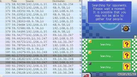 Mario Kart DS WiFi Match2 (captured with Wireshark)