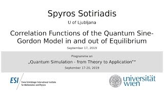 Spyros Sotiriadis - Correlation Functions of the Quantum Sine-Gordon Model in and out of Equilibrium