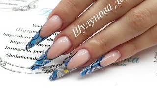 eng cc Выкладной аквариумный френч на современном миндале. Блестки с блестками на блестках eng cc Выкладной аквариумный френч на современном миндале. Блестки с блестками на блестках
