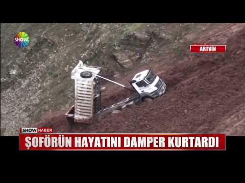 Şoförün hayatını damper kurtardı