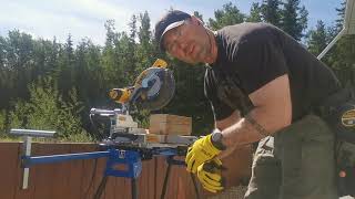 Dewalt double bevel mitre saw cutting 6x6