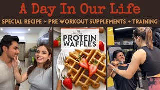 High protein low calorie waffles ? recipe | Pre Workout Supplement | Training Vlog | Fit Couple