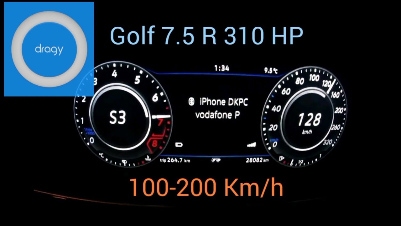 Vw Golf R MK 7.5 Acceleration 100-200 Km/h Dragy - YouTube