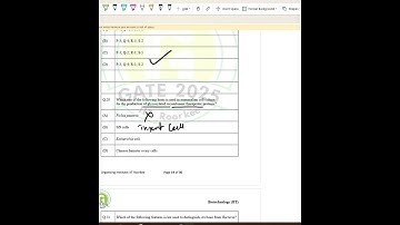 GATE BIOTECHNOLOGY  BT 2025 COMPLETE ANSWER SOLUTION EXAM SPECIAL TIPS TECHNIQUE  8