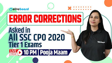 Error Corrections | Error Corrections Asked in SSC CPO 2020 Exams | By Pooja Mam