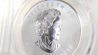 【珍しいパンダマーク入り！】カナダ メイプルリーフ銀貨（2016年）- Canadian Pure Silver Coin "Panda Privy" -