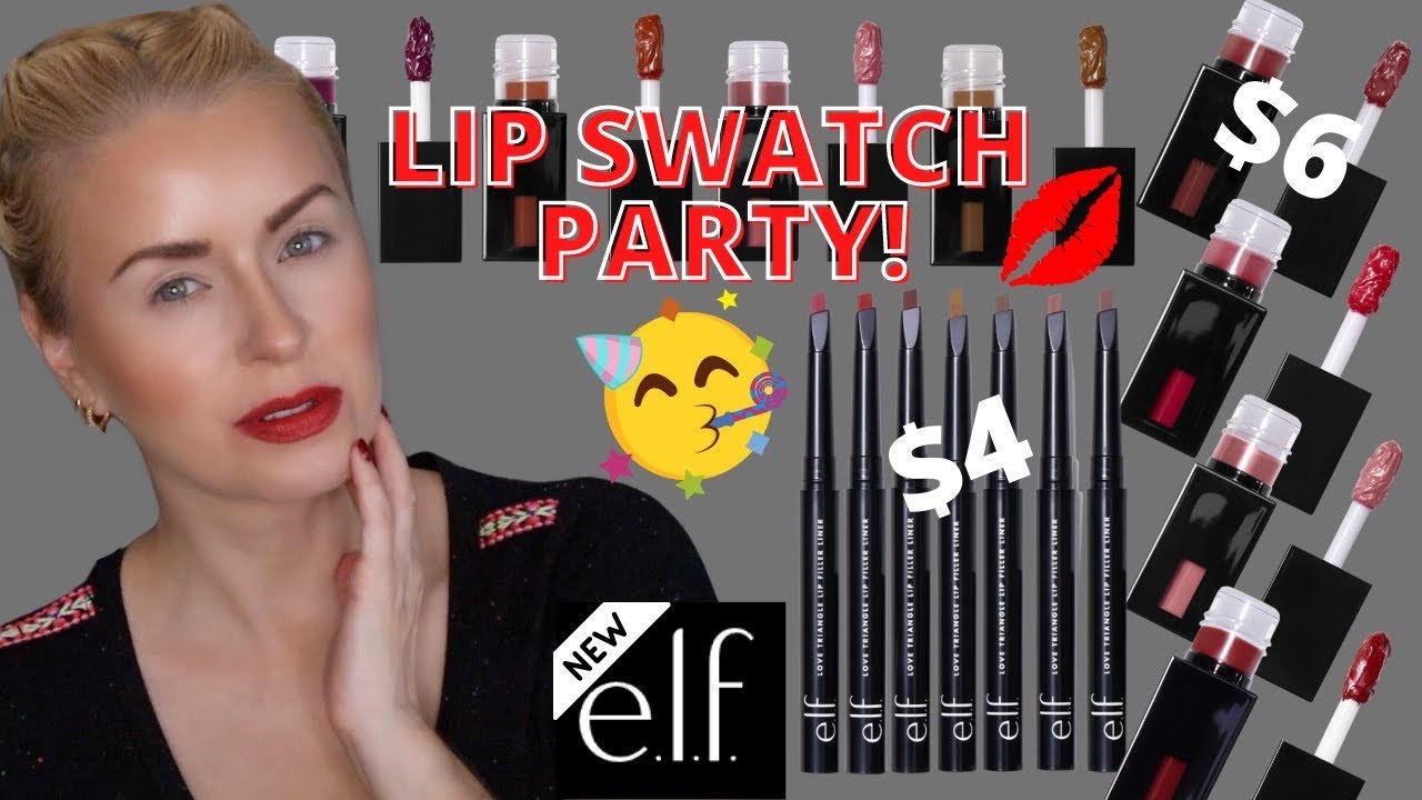 NEW ELF Glossy Lip Stains + ELF Love Triangle Lip Filler Liners ALL