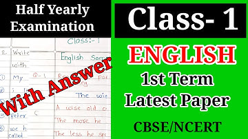 CLASS-1 ENGLISH 1st Term Exam Sample Paper | Class-1 Exam Preparation