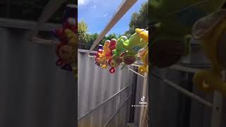 Teletubbies Lazing Around On The Clothesline Drying Out