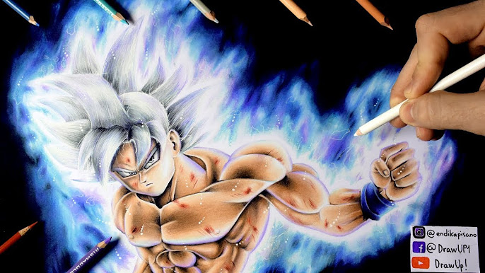 Desenhando o Goku ssj Blue ( semi realista ) Drawing Goku ssj blue - Dragon  ball super broly 