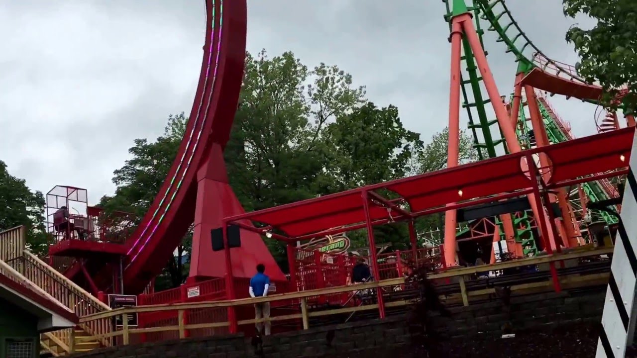 Last weekend in April six flags St. Louis soft opening of fireball - YouTube