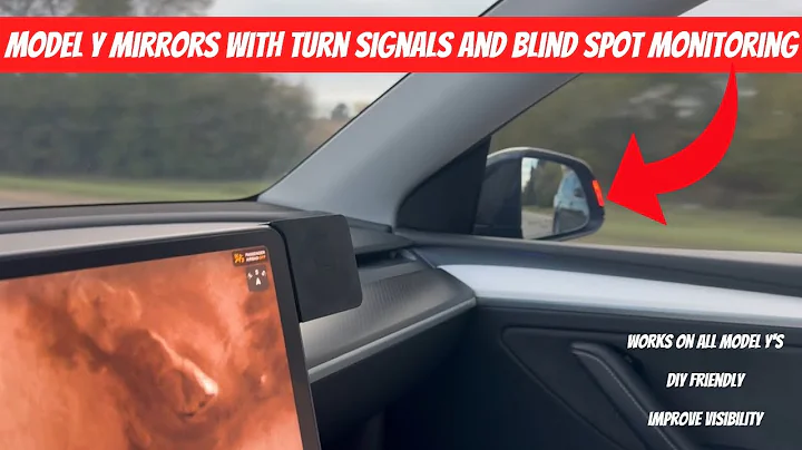 Tesla Model Y Mirror with Integrated Turn Signals and Blind Spot Monitoring