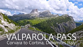 4K Dolomites Scenic Drive | Corvara  Valparola Pass  Falzarego Pass  Cortina d'Ampezzo