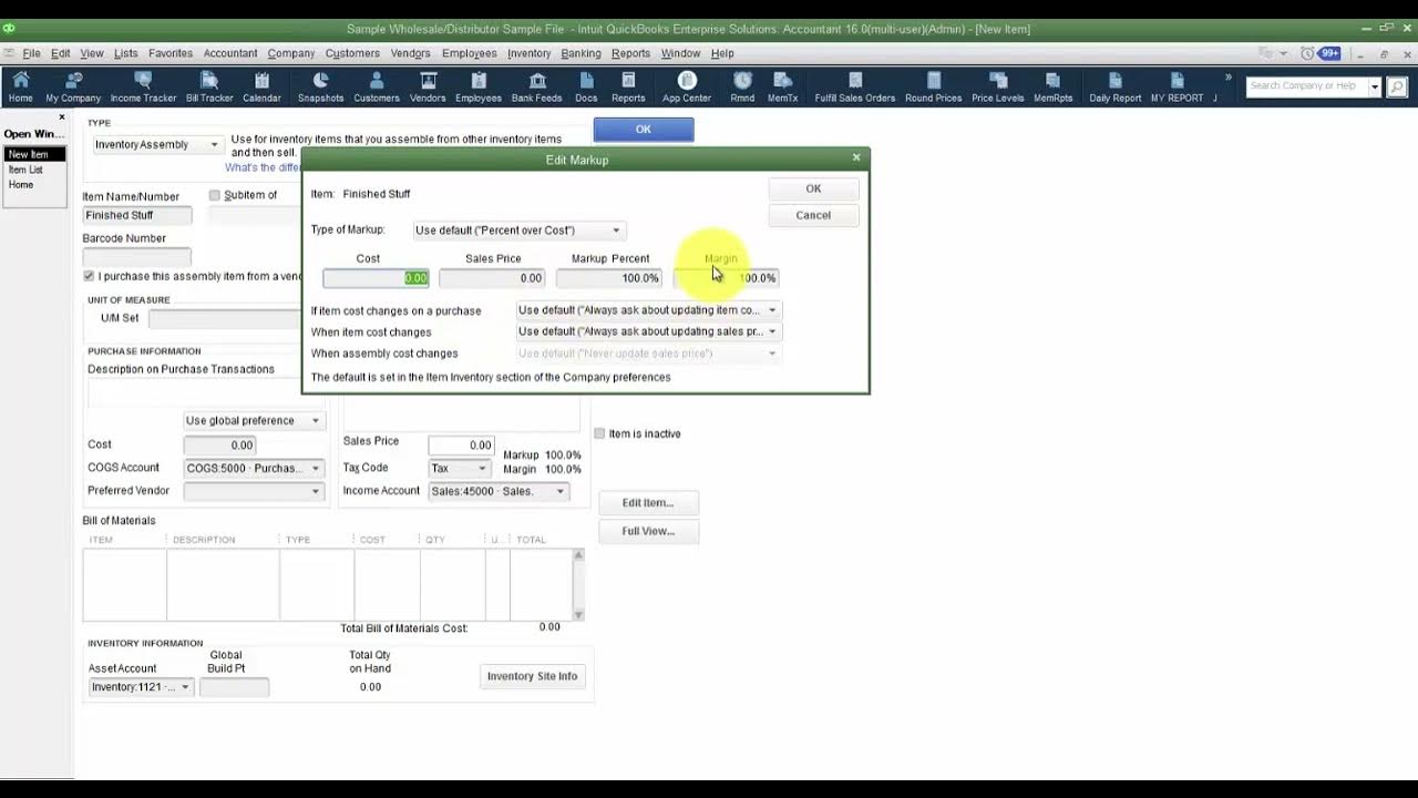 QuickBooks Inventory Assembly Items 2016 YouTube