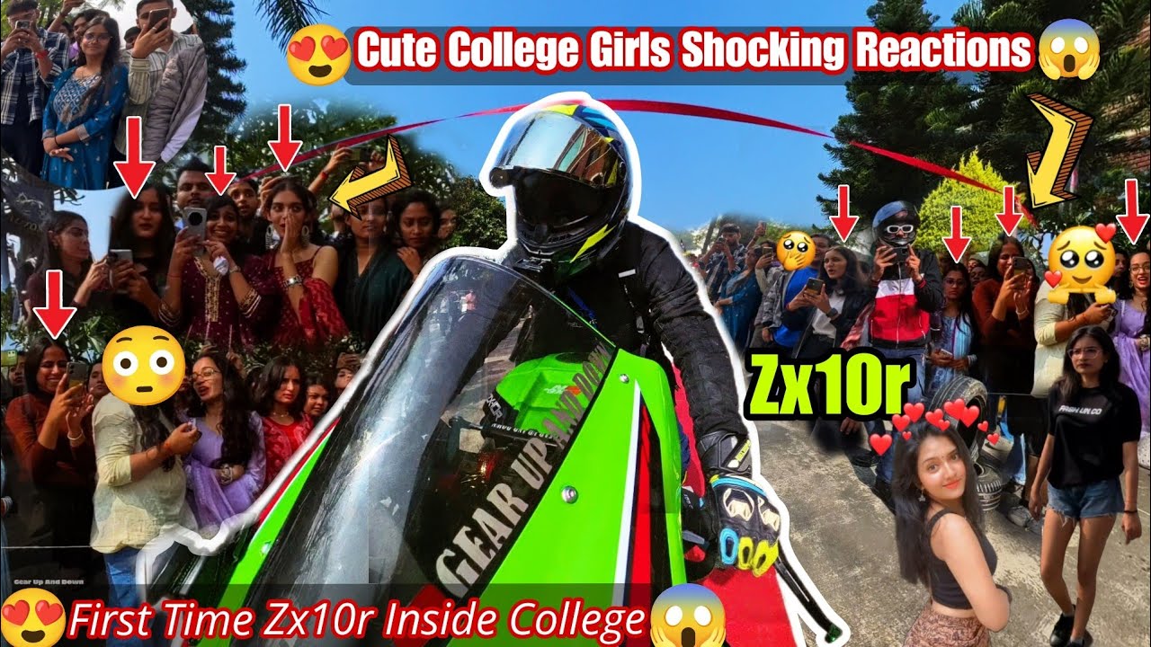Cute College Girls Shocking Reactions To Zx10r Loud Exhaust & Baka Extreme Revs Inside College OMG