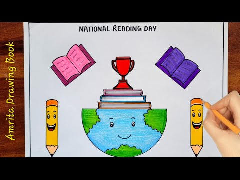 National Reading Day Drawing Easy  Best Vayana Dinam Poster Drawing  World Book day Drawing easy