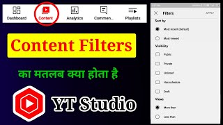 YouTube Studio Content Filters || YT Studio content sort by, visibility, views screenshot 4