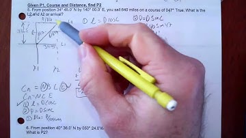 Middle Latitude Sailing - Find Latitude and Longitude of Arrival given Course (Cn) and Distance (D)