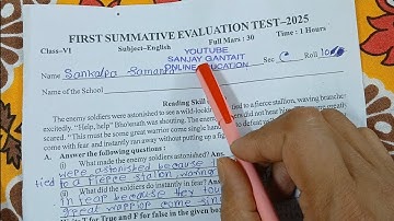 class 6 english 1st unit test question paper 2025 | class 6 english 1st unit test suggestion 2025