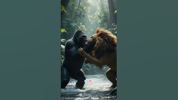Gorilla vs Lion RIVER BATTLE! (Epic Jungle Fight) 🦍🦁